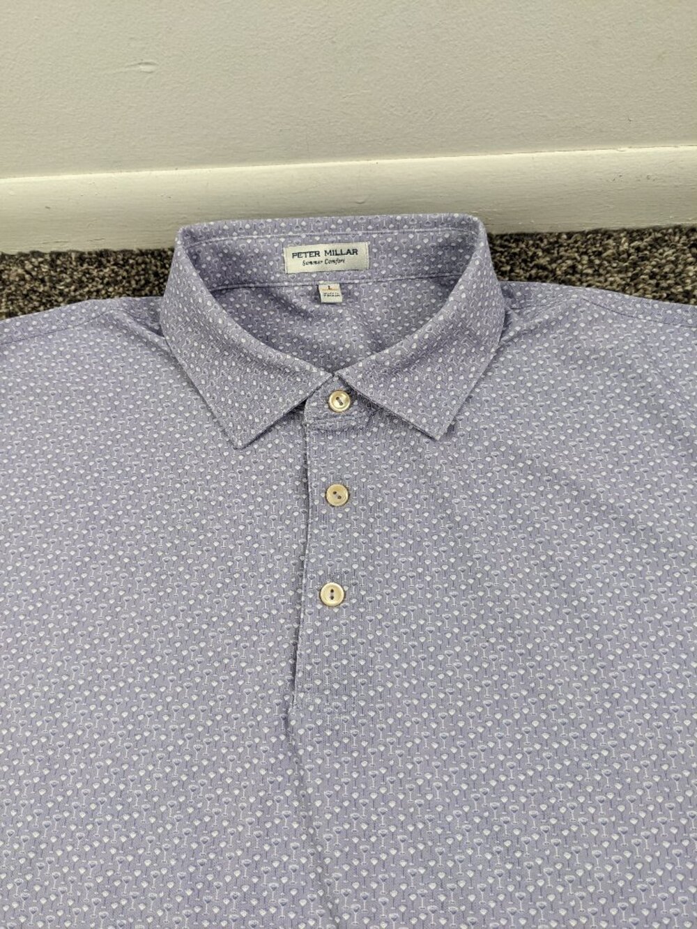 2024 Peter Millar Summer Comfort Golf Polo Cocktail Martini Purple Mens Large